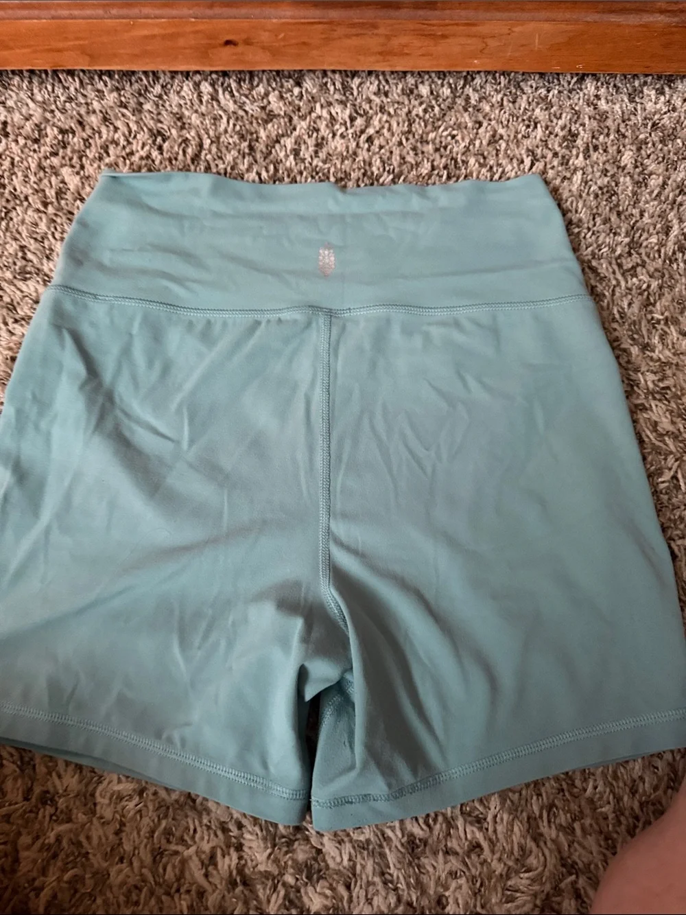 FP Movement by Free People Aqua Teal High-Waist Workout Shorts - Picture 1 of 5